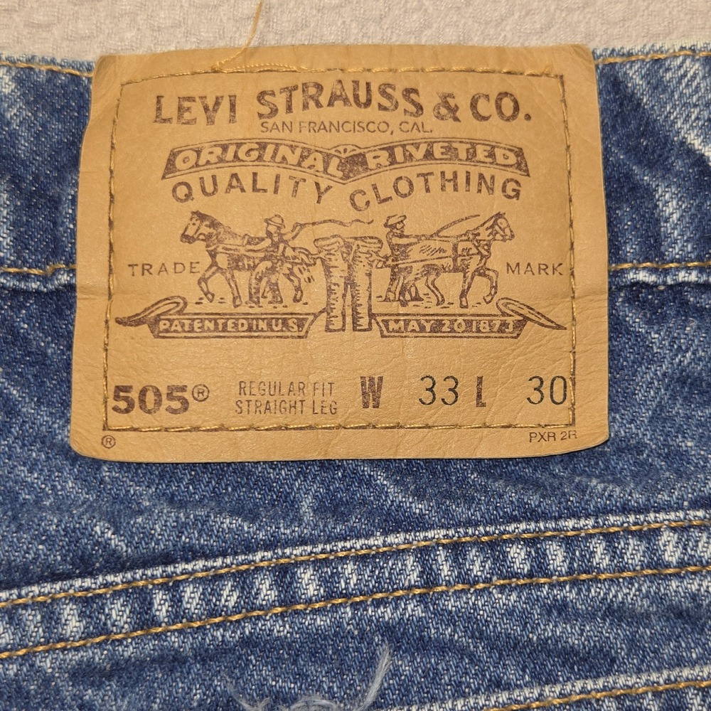 Vintage Levis 505 Regular Fit Straight Leg Jeans Mens 33x30 Mexico 100% Cotton - Picture 4 of 8